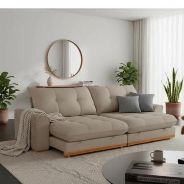 Imagem de Sofá Argo Veludo 290 cm B25cm Meu Sofá Online, B002 VELUDO CAPUCCINO