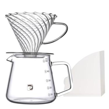 Imagem de Coador de Café de Vidro V60 Conjunto com Papel de Filtro 50pcs