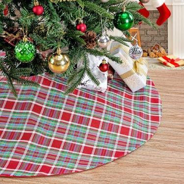 Imagem de Saias xadrez de Natal de 91 cm – Tapete de saias xadrez vermelho azul verde buffalo, para lápis, árvore de Natal, casa, férias, ano novo, decoração de festa