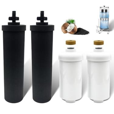Imagem de Amestar Substituição do filtro de água por gravidade, para Berkey Black Carbon (BB9-2, pacote com 2) elementos de purificação e filtros de flúor K5366 (PF-2, pacote com 2) combo pacote, adequado para