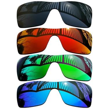 Imagem de MYCOURAG 4 peças de lentes de substituição para óculos de sol Oakley Batwolf OO9101 - preto sólido + esmeralda + azul gelo + vermelho fogo