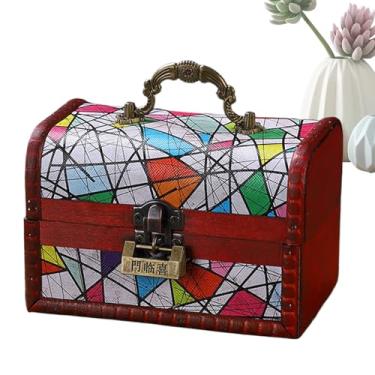 Imagem de Caixa De,Baú Rústico Com Fechadura - Caixas De Joias Para Mulheres,Para Armário, Quarto, Sala De Estar, Brinquedos, Deck, Cozinha, Tesouro