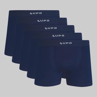 Imagem de Kit 5 Cuecas Lupo Boxer Micromodal Sem Costura 00661, Azul marinho, P