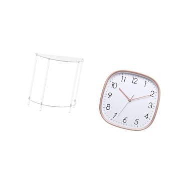 Imagem de Fenteer Mesa Lateral de Acrílico para Espaços Pequenos com Design de Relógio de Parede Digital, Mesa Lateral de Dois Níveis, Mesa de Cabeceira Fina, Arte Vint