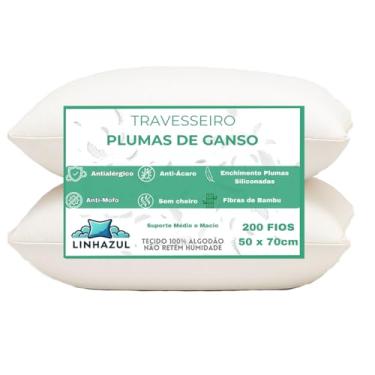 Imagem de Travesseiro Fibra de Bambu Macio Toque Pluma de Ganso Alto 50x70cm