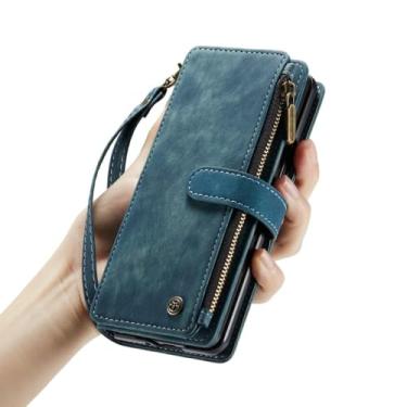 Imagem de Carteira de bolso para cartão Bolsa de telefone Capa de couro para Samsung Galaxy Z Fold 4 5G Fold4 Fold 3 Fold3 S23 Ultra S22 Plus S21 FE, Azul, para Galaxy S21 plus