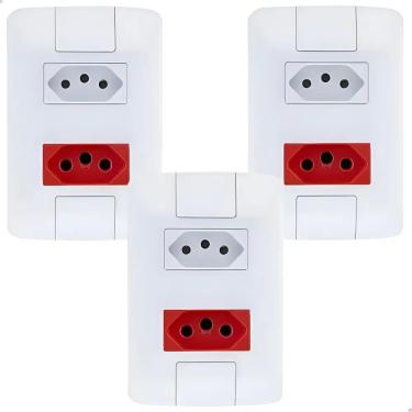 Imagem de Tomadas Dupla 10A Br +20A Vermelha Tramontina Aria C/3