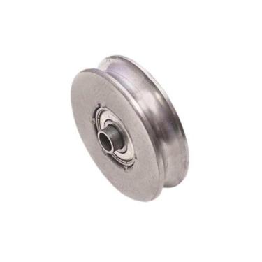 Imagem de Roldana Ferro Maciça 80mm Tipo U (redonda) 1-2 Bucha - Uso Em Portões