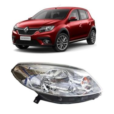 Imagem de Farol Sandero 2012 á 2014 Foco Simples Máscara Cromada Lado Direito