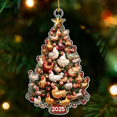 Imagem de Enfeites de galinha - decoração de Natal de galinha para árvore