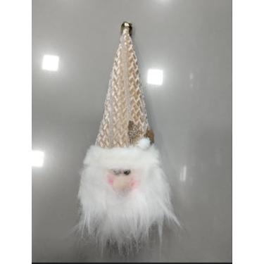 Imagem de Suporte para Cortina (PRESILHA) Natalino, Papai Noel Decorativo, Branco e Dourado, 2 Unidades, Design Festivo com Gorro Texturizado e Barba Felpuda