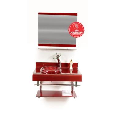 Imagem de Gabinete de Vidro 70cm para Banheiro Espanha - EKASA, Vermelho Cereja
