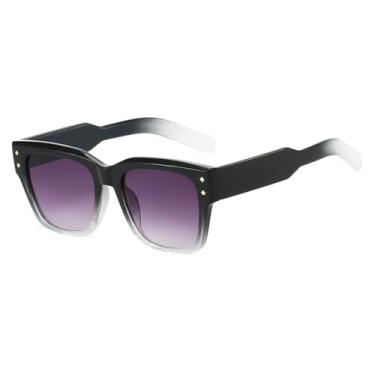 Imagem de HPIRME Óculos de sol da moda femininos, degradê, masculino, feminino, armação grande, retrô, uv400 (cinza)