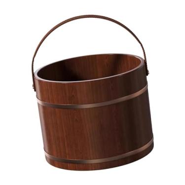 Imagem de harayaa Bacia de madeira do banho de imersão do pé do banho do pé, tambor da banheira do pedicure de múltiplos propósitos embebe a cubeta da bacia de lavagem, Sem tampa