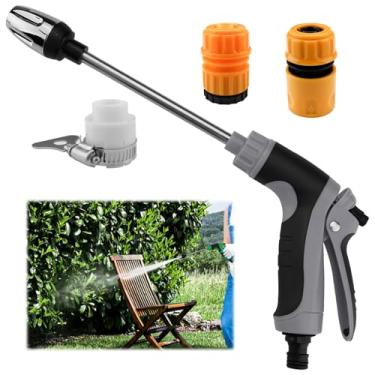 Imagem de Varinha de lavadora de pressão elétrica cinza com 3 conectores rápidos, bocal de mangueira de água de alta pressão giratório de 360° com haste longa e 3 modos de pulverização, pulverizador de