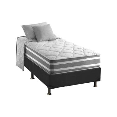 Imagem de Cama Box Solteiro: Colchão Molas Ensacadas Duo Sono + Base Crc Suede Gray (88x188)