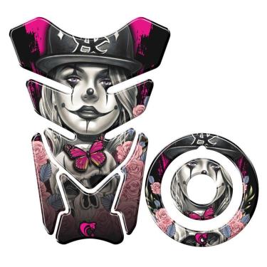 Imagem de Adesivo Protetor Tanque E Bocal Moto Yamaha Rosa E Preto