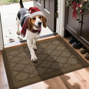 Imagem de COSY HOMEER Tapete de porta antiderrapante 50,8 cm x 81,3 cm, tapetes de entrada, baixo perfil, absorvente de sujeira, capacho, para entrada frontal, tapete de entrada de polipropileno lavável (marrom