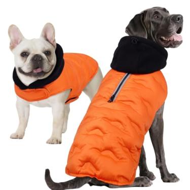 Imagem de DORA BRIDAL Casaco acolchoado para cães, jaqueta quente para cães com capuz, casacos refletivos para clima frio, colete de inverno para cães pequenos, colete de inverno para animais de estimação