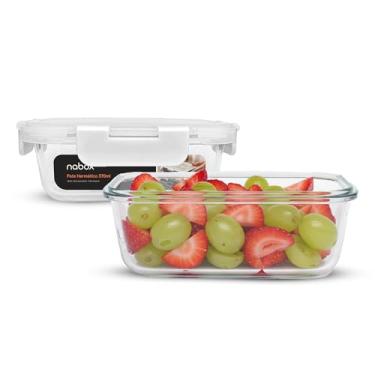 Imagem de Kit 2 Potes de Vidro Retangular com Tampa Flexível 370ml (Branco)