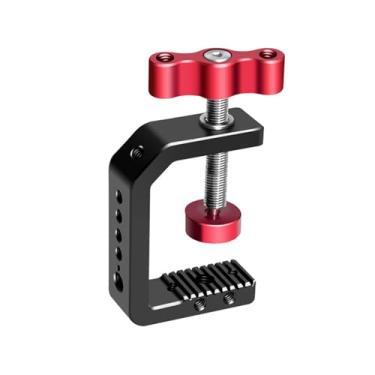 Imagem de Suporte de braçadeira C para câmera, com roscas de 1/10.2 cm e 3/20.3 cm, suporte de braçadeira C de alumínio resistente para câmera de vídeo de estúdio fotográfico/tripés/desktop/mesa/hastes