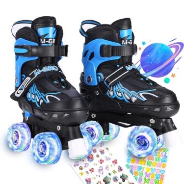 Imagem de Comforhous Patins Rainbow Kids para meninas e meninos, 4 tamanhos, sapatos de patins ajustáveis para meninas com rodas luminosas, presente de aniversário para iniciantes ao ar livre, esportes internos