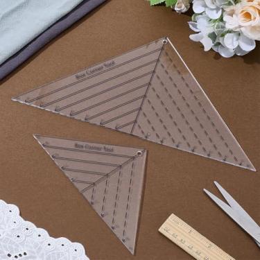 Imagem de INFUNLY 2 peças de molde de canto encaixotado, triângulos semi-quadrados, 2 tamanhos, modelos de cantos de corte de acrílico, 2,5 a 12,7 cm/2,5 a 20,3 cm, caixa de acolchoamento, régua de estêncil de