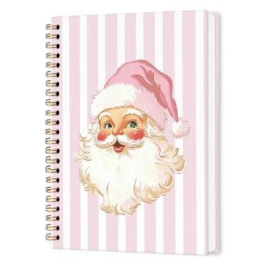 Imagem de nvucamd Caderno espiral rosa de Papai Noel, caderno de diário de Natal Coquette, caderno rosa de Papai Noel para mulheres, meninas, crianças, presentes de Natal, material de escritório, 14 x 21 cm