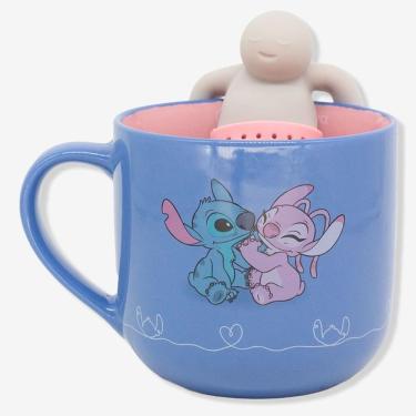 Imagem de Caneca Chá Cerâmica Com Infusor 350ml Stitch E Angel