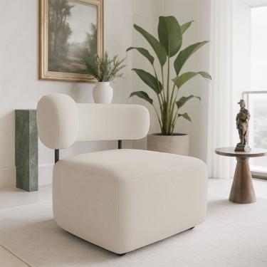 Imagem de Poltrona Decorativa Orgânica Mariana Veludo Ferro Preto Cor Rosê