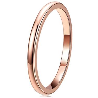 Imagem de THREE KEYS JEWELRY Anéis femininos exclusivos ouro rosa carboneto de tungstênio para homens abobadado 2 mm aliança de casamento alianças presentes anéis para mulheres tamanho 35