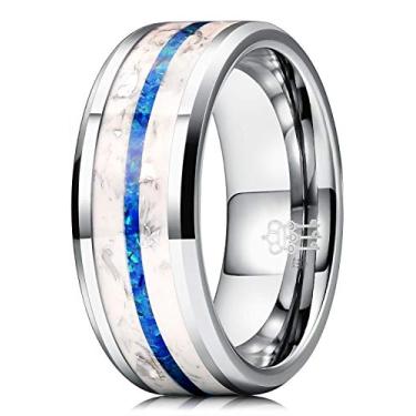 Imagem de THREE KEYS JEWELRY 6 mm 8 mm Steampunk Gear Tungstênio Fibra de Carbono Prata Preto e Azul Vermelho Anéis de Casamento para Homens e Mulheres, 14.5, Metal, Sem pedra preciosa
