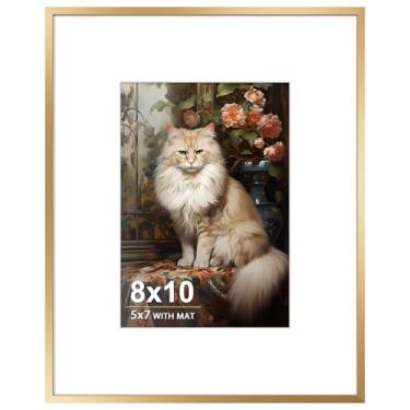 Imagem de Tinkeps Porta-retrato 20 x 25 cm para pendurar na parede ou mesa, exibir imagens 13 x 17 com tapete ou 20 x 25 sem tapete, porta-retratos de metal para galeria de parede com vidro temperado, ouro rosa