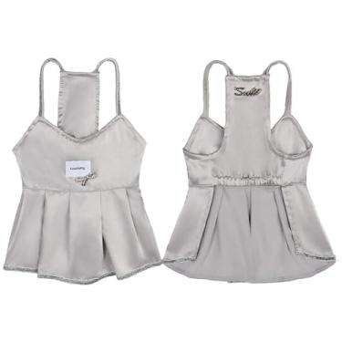 Imagem de TOUCHDOG Vestido de festa rosa para cães pequenos, vestido tutu brilhante com alça de glitter, tule de 3 camadas, laço de diamante rosa, roupa formal para casamentos, festas de aniversário (diamante