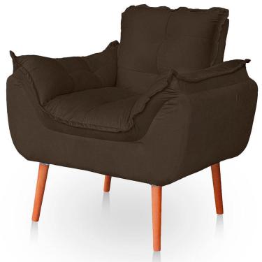 Imagem de Poltrona Opala Para Sala Confortável Resistente Veludo Capuccino