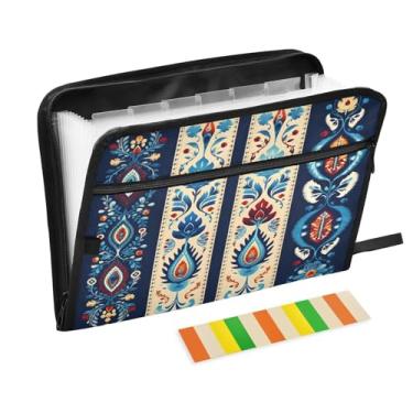 Imagem de CEBUGI Pasta expansível de 13 bolsos, impermeável, sanfonada, organizador de arquivos com etiquetas tamanho A4, organizador de documentos de papel para escola, material de escritório, boho floral