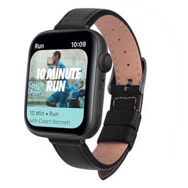 Imagem de Pulseira de couro fina para relógio série 7 SE 6 5 4 3 2 1 de 40 mm, 44 mm, 38 mm, 42 mm, feminina, couro, 42mm