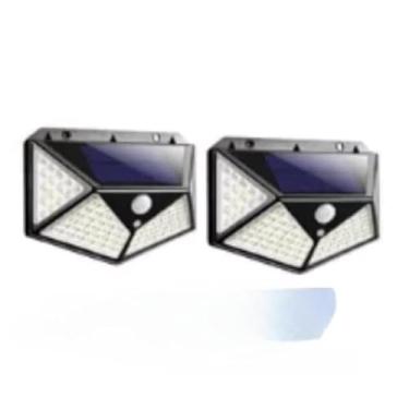 Imagem de Kit de 4 Luminárias Solar 100 LEDs com Sensor de Movimento, Refletor de Parede À Prova d'Água IP65, Iluminação Externa para Jardim e Segurança Residencial (2 peça)