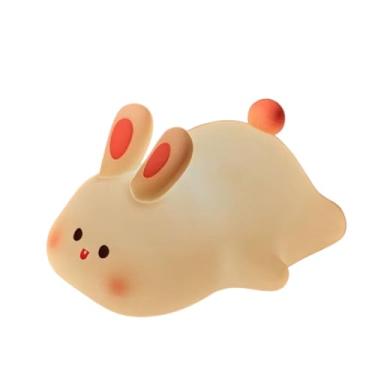 Imagem de Luminária de Coelhinho com Luz Multicolorida, Branca, Silicone, 3 Níveis de Brilho, USB, 8x11x14cm, para Quarto Infantil