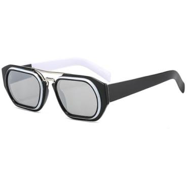 Imagem de Óculos de Sol UV400 - Armação Pequena em Metal Degradê para Homens e Mulheres, Ideal para Esportes ao Ar Livre, Corrida e Ciclismo, Branco