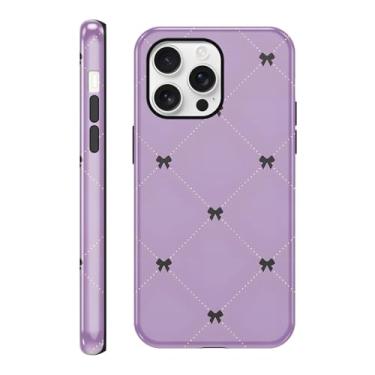 Imagem de FBHGLOA Capa de celular para iPhone 16 Pro Max de 16,9 cm, com laço estético, linda capa quadriculada moderna à prova de choque fina TPU e policarbonato rígido, capa protetora xadrez resistente a