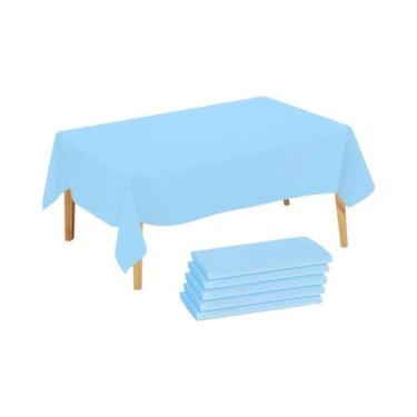Imagem de Toalha De Mesa Plástica Descartável Azul Pastel 183x137cm Para Decoraç
