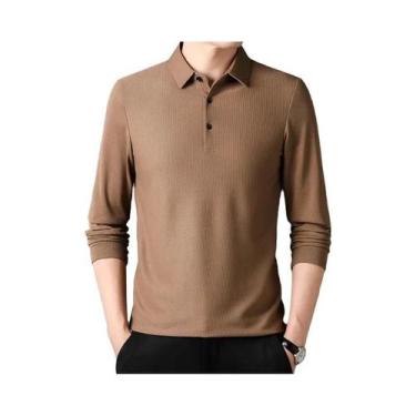 Imagem de Camiseta polo casual masculina de manga comprida verão confortável top