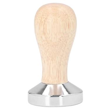 Imagem de QANYEGN Tamper de café, martelo de aço inoxidável da imprensa do pó de café, calcadores de café de fundo plano com punho de madeira para barista, café