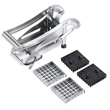 Imagem de Cortador de Batata Palito Aço Inoxidável com 2 Lâminas Base Sucção para Batatas Cenouras Pepinos Rápido Afiado Econômico Força