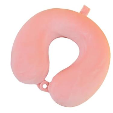 Imagem de Almofada de Pescoço para Viagem – Travesseiro Infantil e Adulto – Protetor Confortável em Veludo(1 Unidade,Rosa)