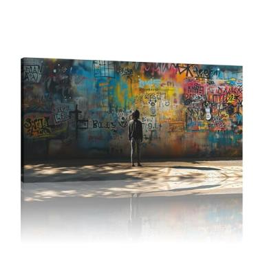 Imagem de Arte de parede em tela engraçada, arte Banksy, impressão de graffiti, tela de rua Banksy Graffiti - Mural de parede de grafite - (50 x 100 cm) sem moldura