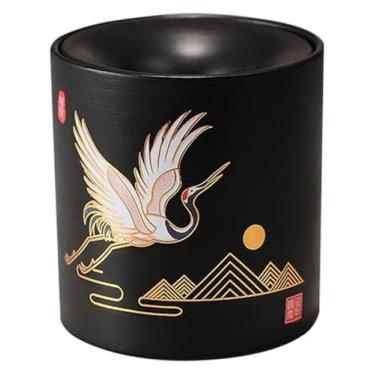 Imagem de cinzeiro Mini lata de lixo de carro, capa cinzeiro com suporte personalidade para carro, casa, escritório, hotel, cafeteria, bandeja preta/amarela