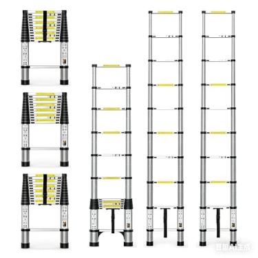 Imagem de Escadas Reta Alumínio Telescópica 3.5 Metros 9 Degraus –, Extensível para Tarefas Elevadas