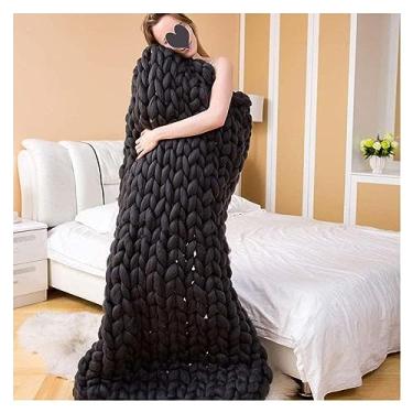 Imagem de Cobertor de malha grossa - cobertor de malha grossa de chenille, cobertores grossos de lã para sofá cama, presente de decoração de casa